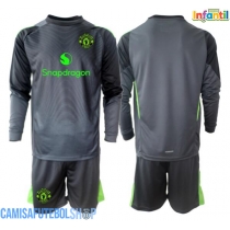 Camisa de time de futebol Manchester United Goleiro Replicas 2º Equipamento Infantil 2025-26 Manga Comprida (+ Calças curtas)